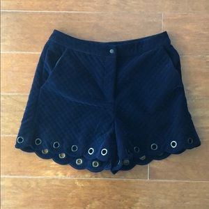 Maje dark navy velvet shorts